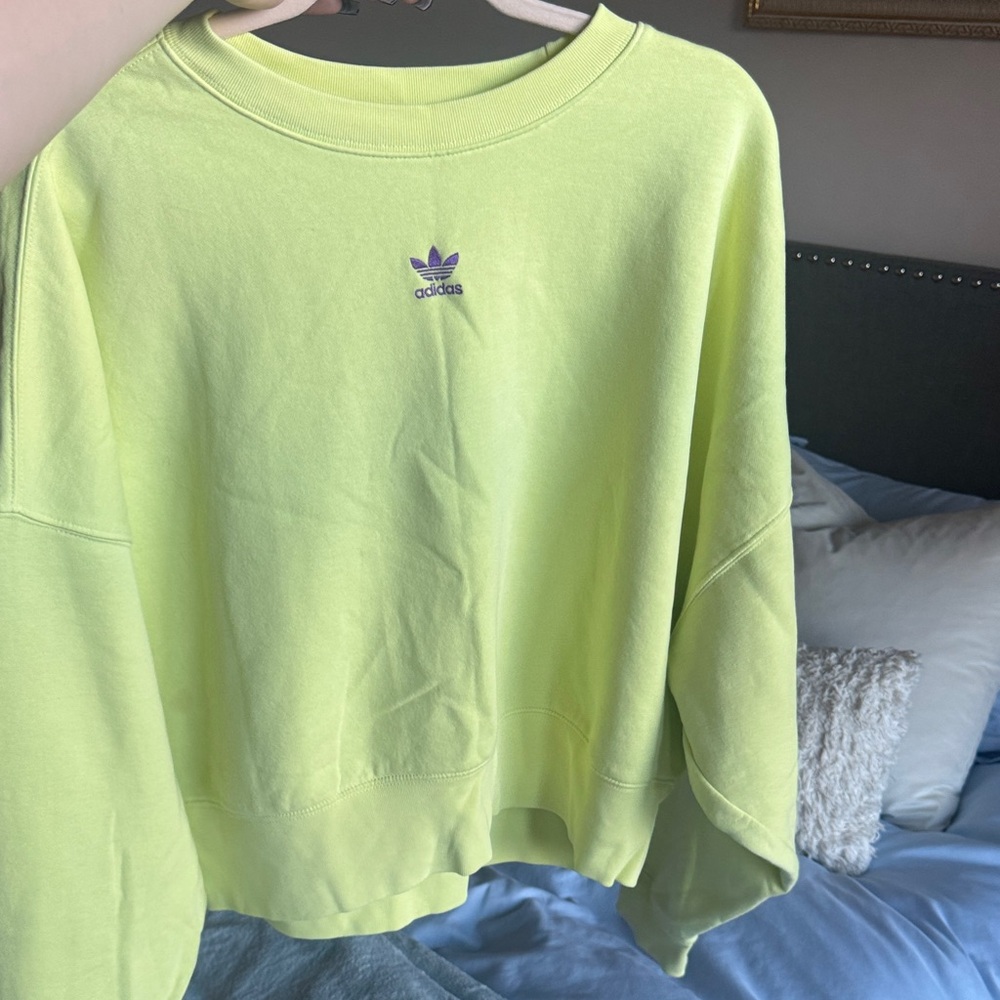 Adidas Women's Bright Lime Crew Neck Sweater